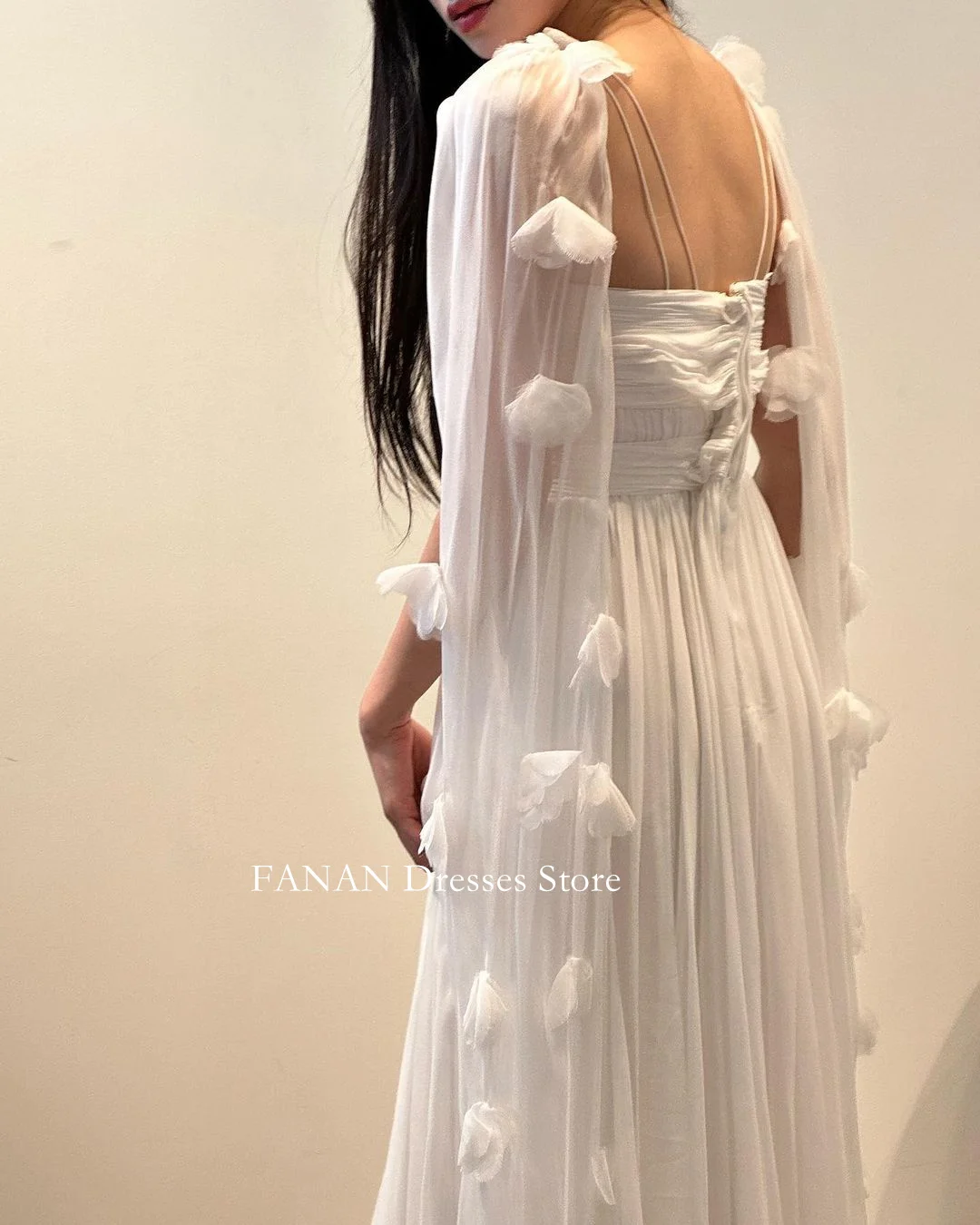 FANAN Halter Neck Korea Ivory Ruched Wedding Dresses 웨딩드레스 Sleeveless Chiffon Custom Made Pretty  Bride Gowns Plus Size