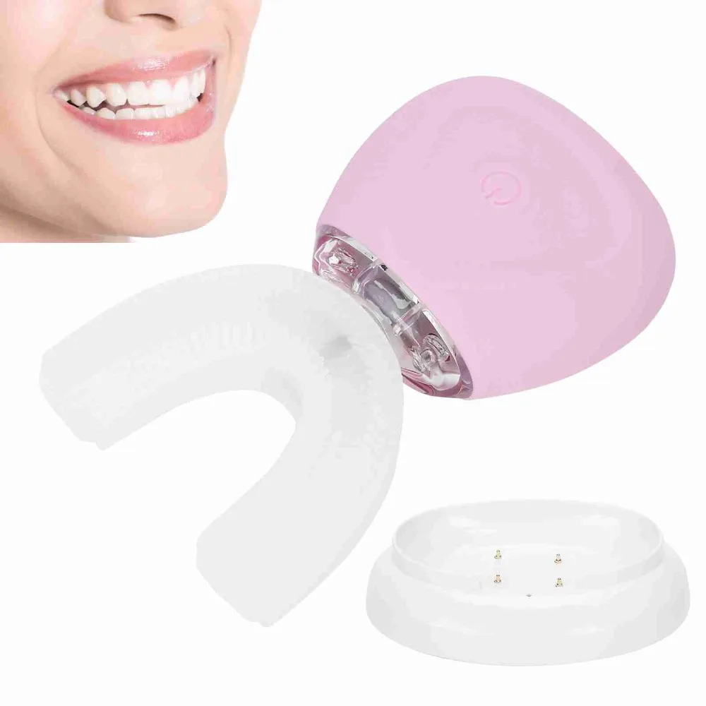 Pink Electric Toothbrush 360 Degree Rotation Automatic Ultrasonic Toothbrush USB Rechargeable Smart Toothbrush Home Use
