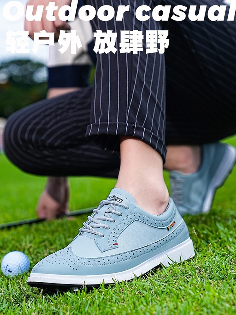 Men's Golf Shoes British style Casual Sports Shoes Leather Material 39-47 Large size Light Resistance Leather Shoes for Men