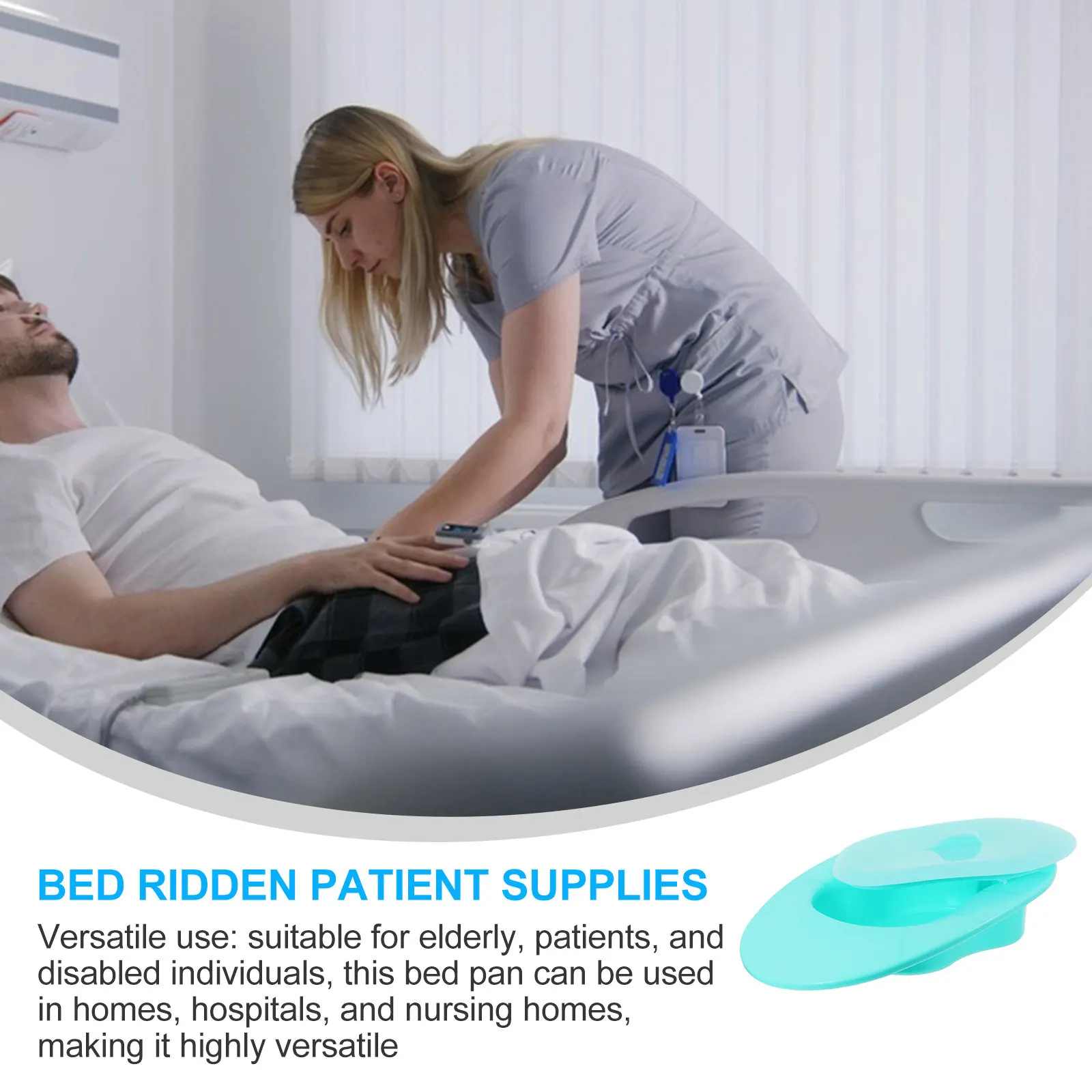 Light Green Bed Pan with Lid for Bedridden Patients Elderly Adults Comfortable Slope Design Odor Controlling Hospital Home