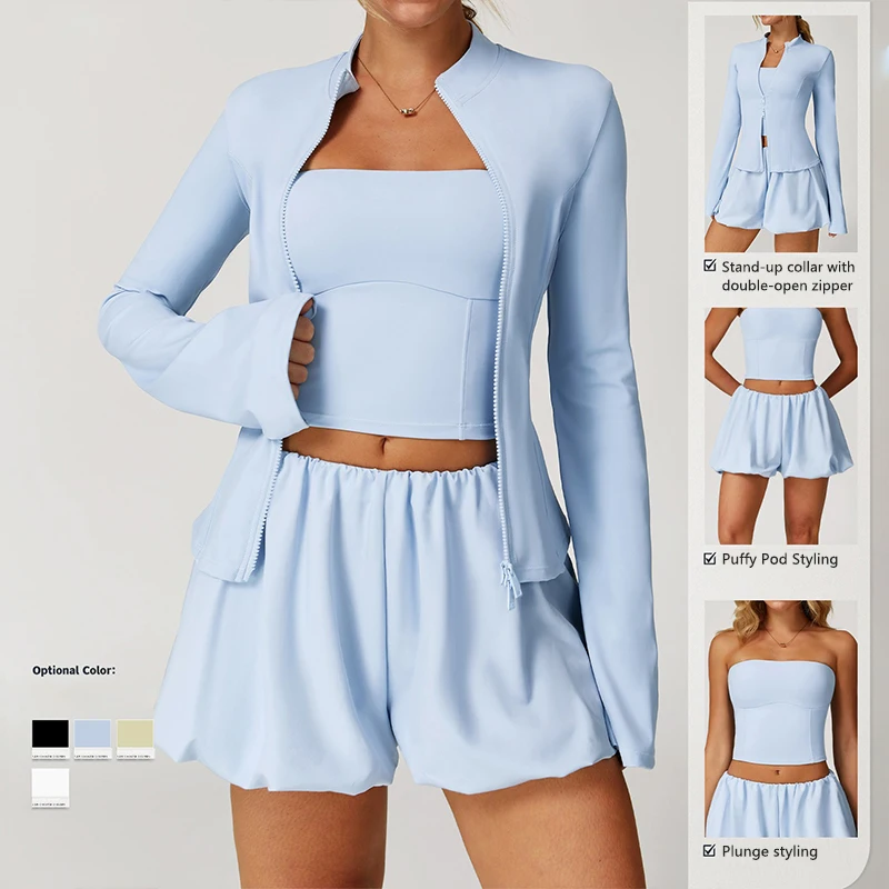 

Ctenkevet 2Ps Summer Ice Sunscreen Jacket Set Women Quick Drying Long Sleeved Yoga Suit Female Gym Suit Sport Outfit For Woman