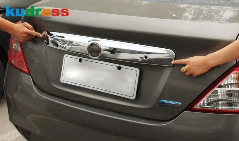 For Nissan Versa Sedan 2012 2013 2014 Chrome Car Rear Trunk Lid Cover Trim Tail Gate Tailgate Lip Molding Strip Accessories