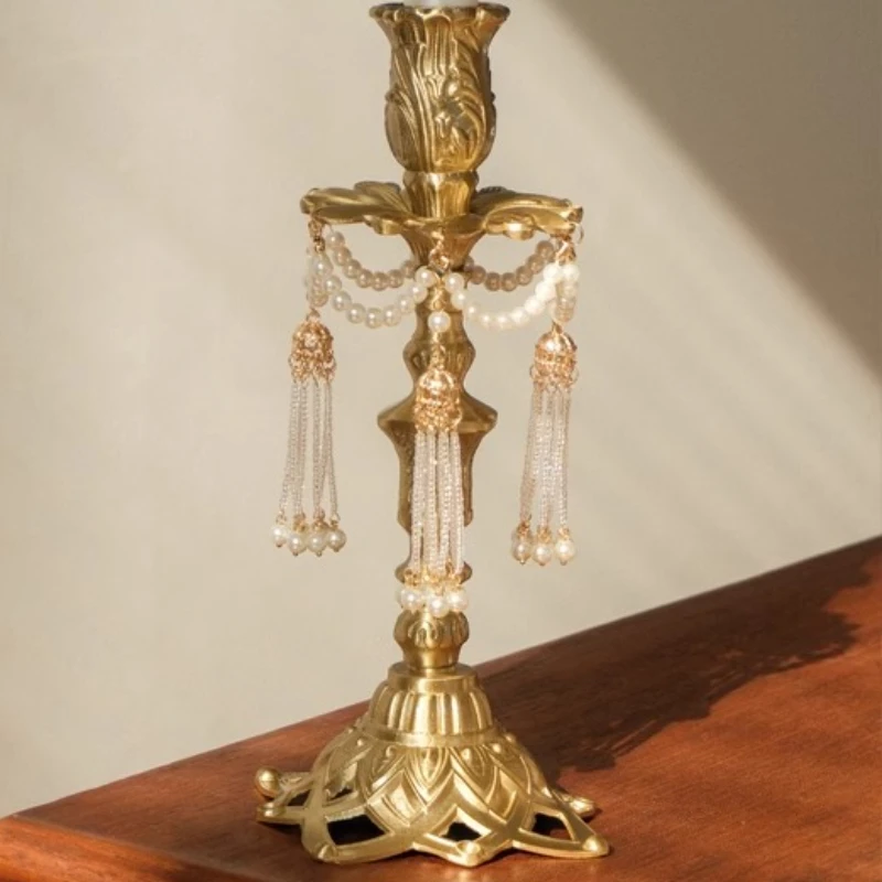 

Brass Candle Holders Desktop Candlestick Wedding Centerpieces Tealight Containers Anniversary Living Room Decoration Furniture