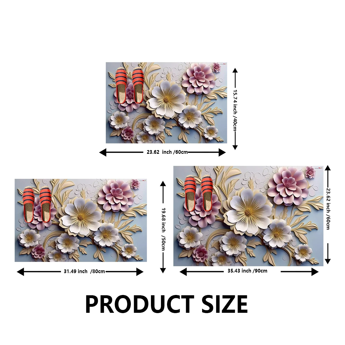 Luxury Flower Print Bath Mat Bathroom Foot Mats Carpet Anti Slip Quick Dry Shower Pad Toilet Rugs Doormat Washable