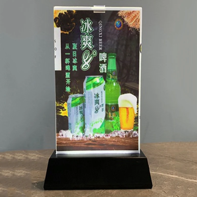 Rechargeable Wine Lightbox LED Acrylic Ads table Decce card Light Menu Display Desk Sign usefor Desktop/Store's Ads(115x200mm)