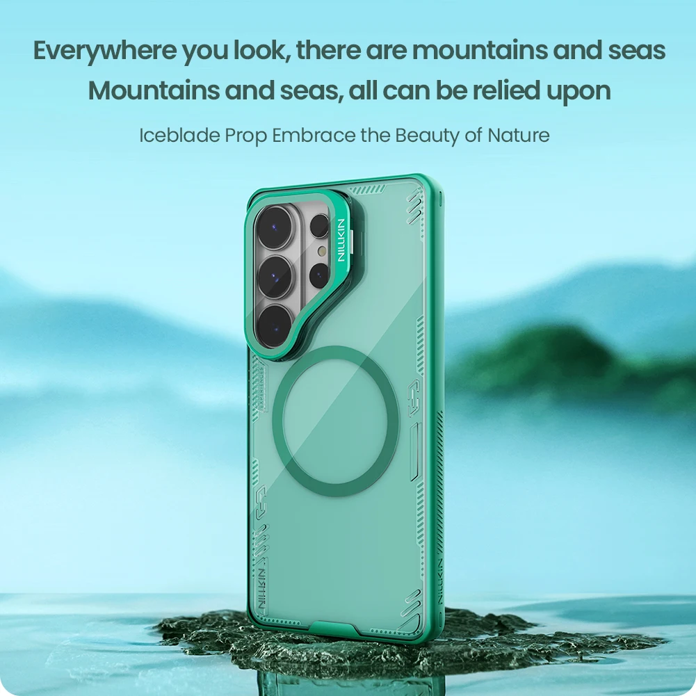 

For Samsung Galaxy S26 Ultra 5G Case NILLKIN Iceblade Prop Magnetic Privacy Lens Camera Stand Protect Hard PC 360 Back Cover