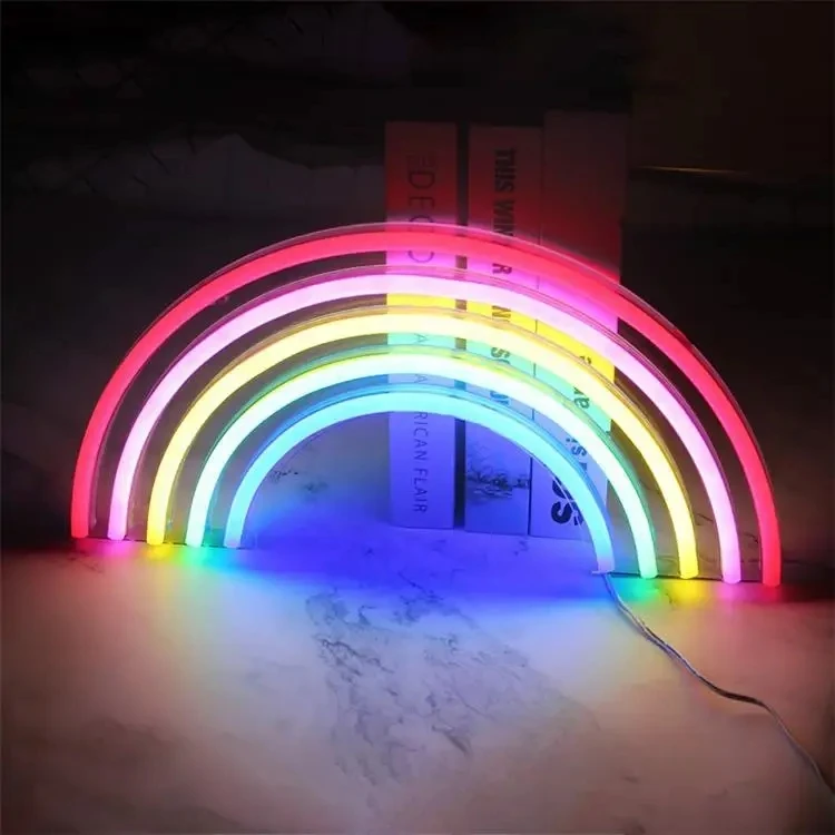 Rainbow Love Neon Sign Light for Bedroom Hanging Wall Party Christmas Decoration Colorful Night Light Neon Bulb Desktop Lamp