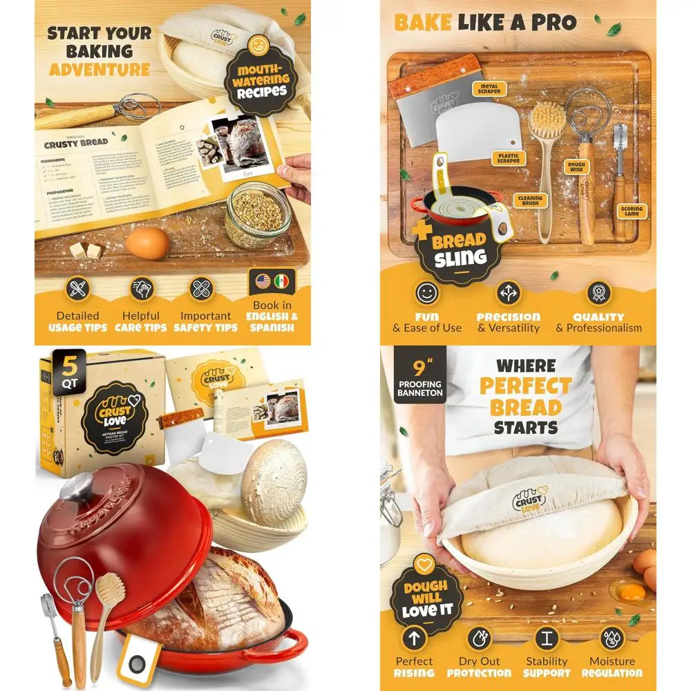 

Enamel Cast Iron 5QT Bread Pan with Lid, Perfect for Sourdough and Bread-Making Supplies