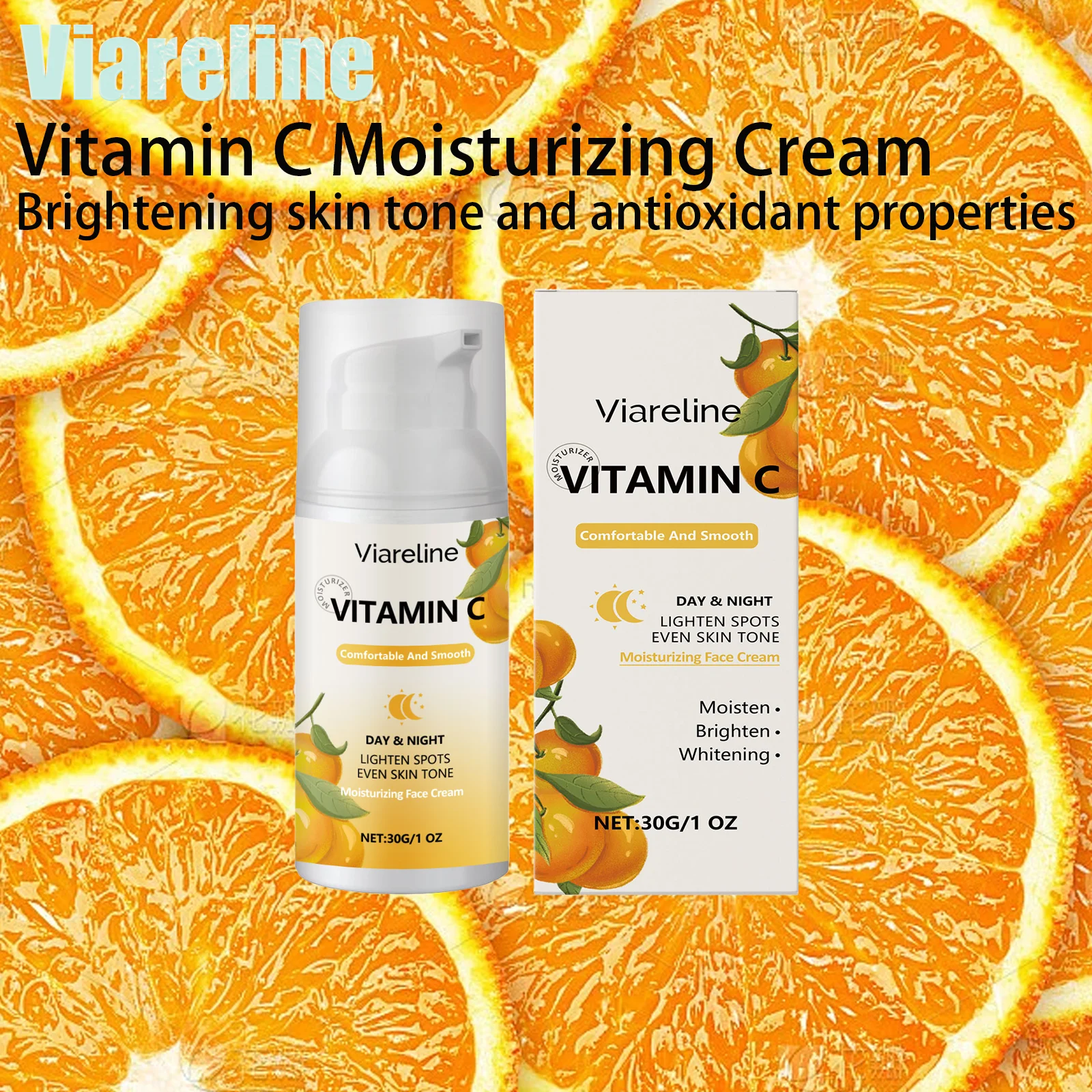 

Viareline Vitamin C Face Cream Moisturizing Brightening Repairing Refreshing Skin Care for All Skin Types