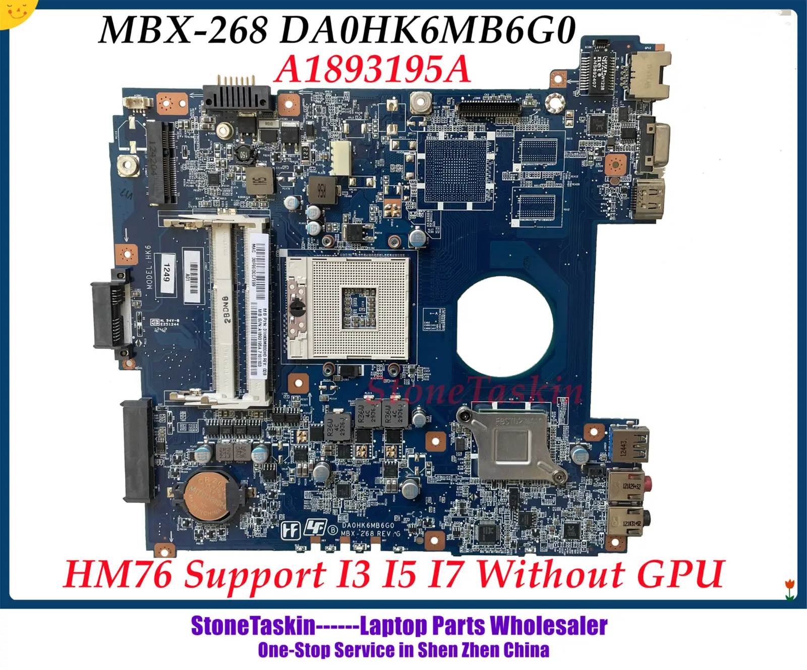 StoneTaskin Original DA0HK6MB6G0 MBX-268 For Sony Vaio SVE14 Laptop Motherboard A1876091A A1893195A Mainboard HM76 DDR3 Tested