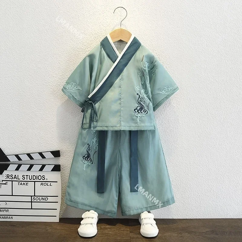 CosplayCostumes de la dynastie Han Tang imbibés de prairie chinoise pour enfants, vêtements traditionnels pour garçons