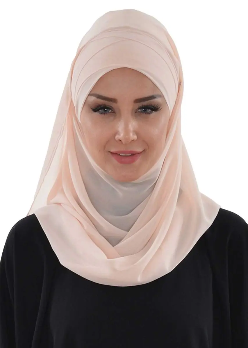 Classic design cross planting practical chiffon shawl beige