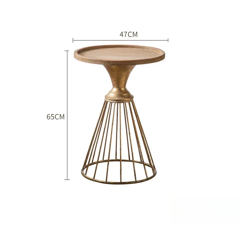 طاولة مستديرة من الخشب الصلب لغرفة المعيشة، حامل تفاوض ذهبي مخصص، طاولة قهوة أدبية أمريكية، مكتب جانبي بسيط