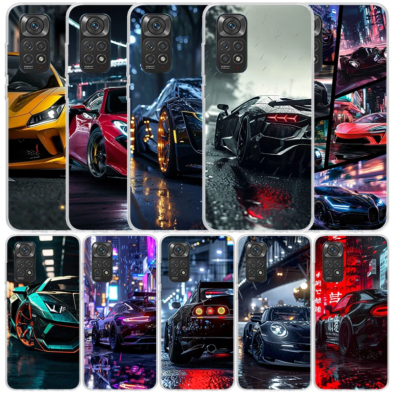 Coque souple pour hommes avec motif de voitures de sport pour Xiaomi Redmi Note 15 14 13 12 Pro Plus, 14S 11S 11T 5G 11E 10 4G