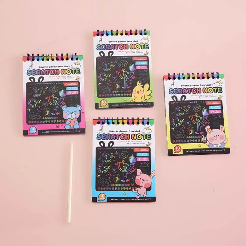 Rainbow Magic Scratch Art Paper Set for Kids Arts Spiral Drawing Toys Set DIY Graffiti Book Children Montessori Educational Toys