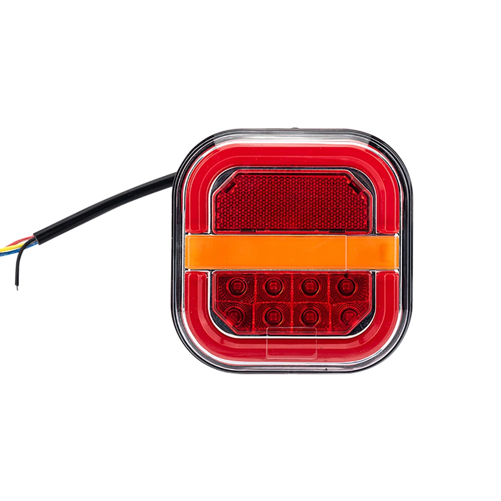 Square 4inch LED Tail Light Left Right Rear Brake Lamp Licesen Plate Taillight 12V 24V Turn Signal For TrailerVan Bus 4x4 Pickup