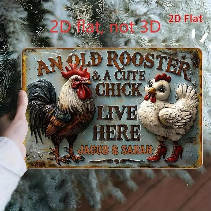 Vintage Rooster and Chick Metal Wall Decor