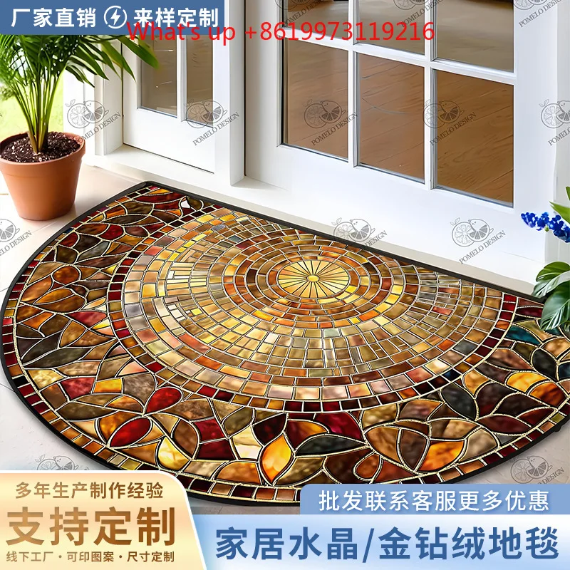 2026 Cross-border Creative Visual Crystal Fleece Dirt-resistant and easy-care carpet Amazon spliced square brick door mat mat