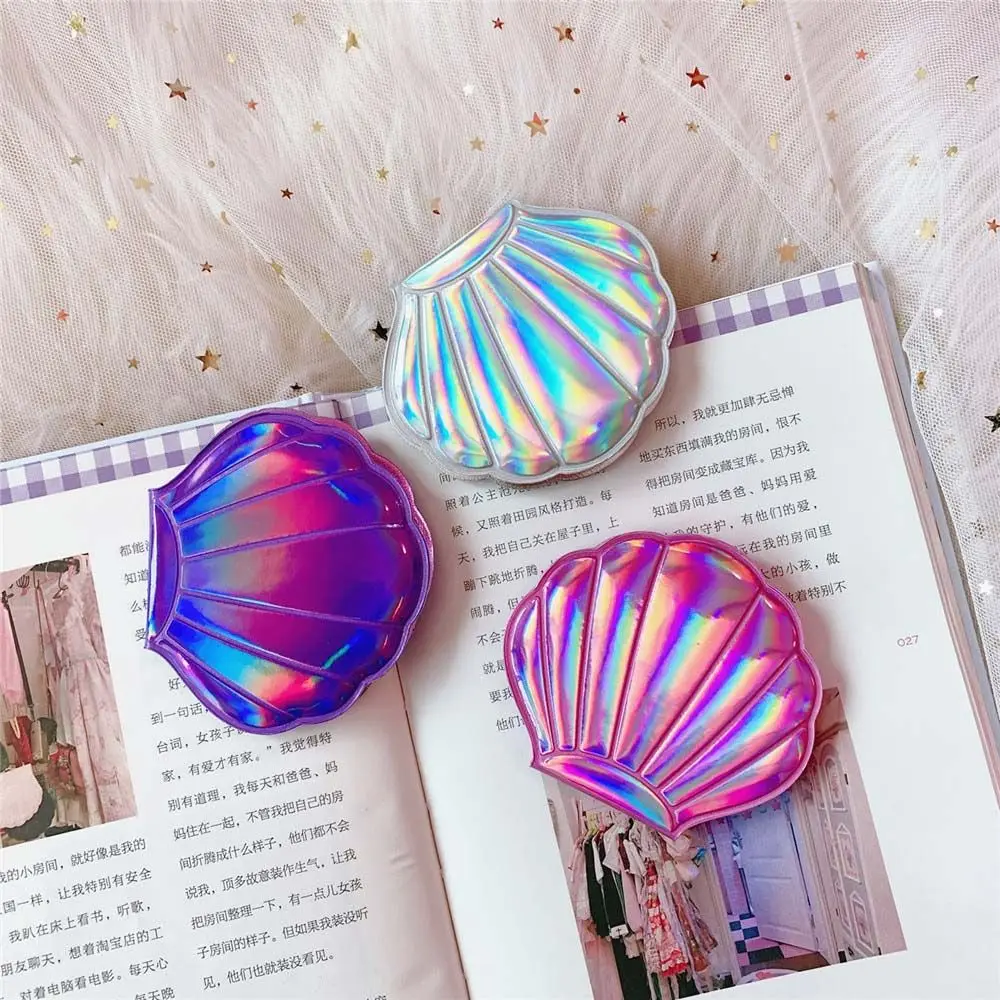 Double-sided Dressing Gift Student Hand Mirrors Shell Vanity Mirror Pocket Cosmetic Mirror Compact Mirror Mini Makeup Mirror