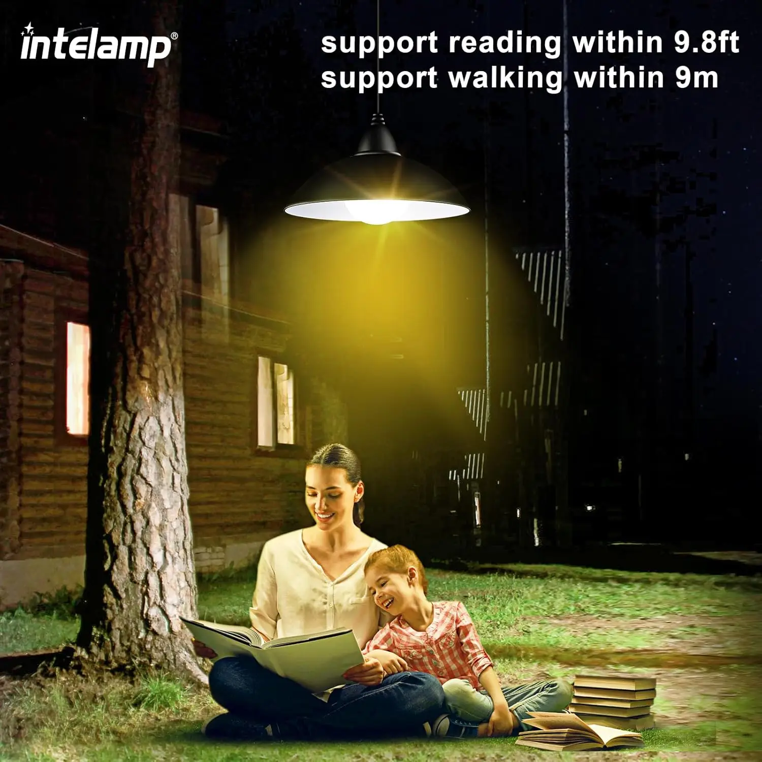 Intelamp Solar Pendant Lights Indoor Outdoor 4000mAh With Remote Day/Night Mode 16.4Ft Hanging Lighting For Barns Chicken Coop