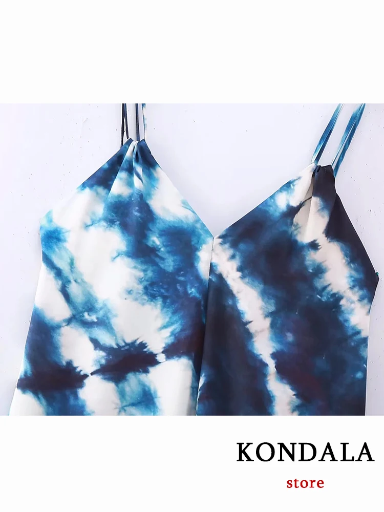 KONDALA Sexy Tie Dye Straight Women Cami Dress Modern Chic Strapless Fashion 2023 Party Summer Dress Sleeveless Y2K Slim Vestido