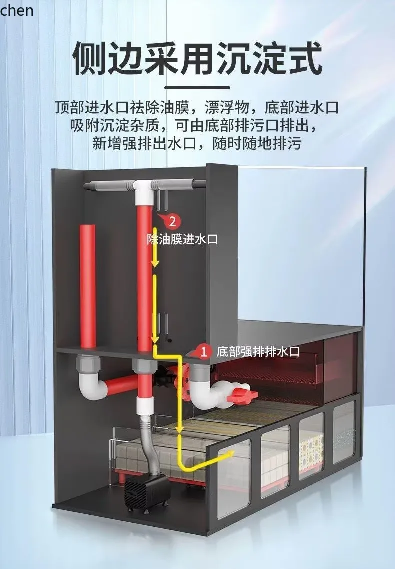خزان ذهبي صغير من الزجاج فائق الوضوح لغرفة المعيشة من HTT مع فلتر متكامل لسطح المكتب وحوض السمك #6