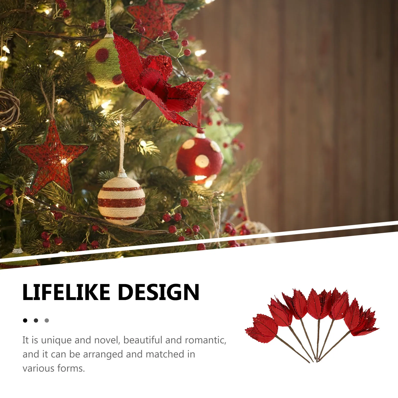 

6 pcs Christmas Decorative Artificial Simulation Flower Festive Home Party Decoration Romantic Lifelike Diy Design Fake