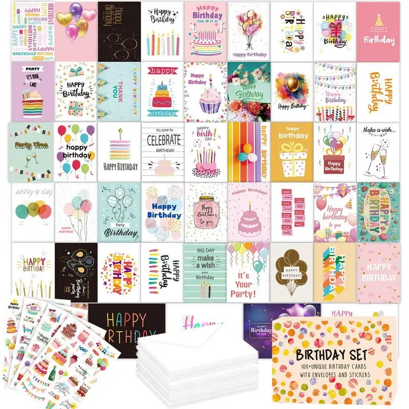 Generic Birthday Cards With Envelopes Blessing Words Greeting Cards Assortment Birthday Cards Pack Creative Coworker Birthday