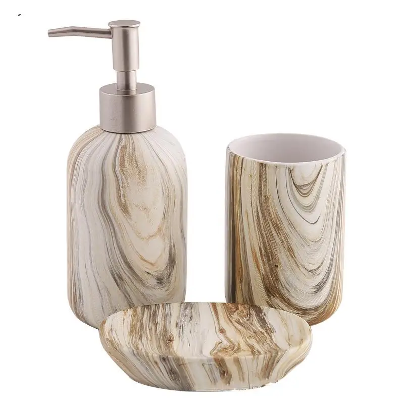 Imagem -03 - Garrafa Cerâmica Nordic Wood Grain Saboneteira Mouthwash Cup Acessórios para Decoração Suprimentos do Banheiro 260ml