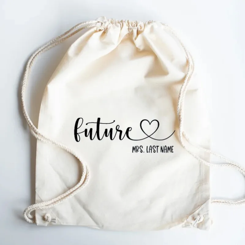 Personalized Future Mrs Bride Tote Bag Cotton Bride To Be Backpack Bridal Shower Bridesmaid Gift Bachelorette Party Supplies