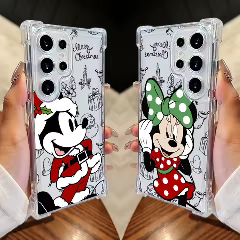 Merry Christmas Disneys Phone Case For Samsung Galaxy S25 FE S24 S23 S22 S21 Ultra S20 Plus Note 20 S25FE Clear Shockproof Cover