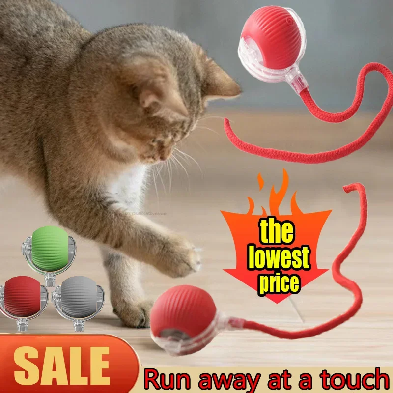 Cat Interactive Ball Toy Automatic Rolling Ball Faux Tail Rechargeable Pet Electric Toy Dog Cat Training Imitate Mouse