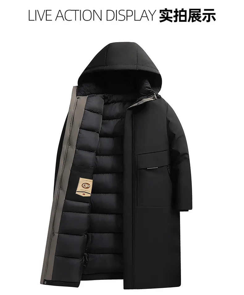 2026 new arrival winter hooded jacket long style sill-like cotton jackets men,mens fashion thicken warm parkas trench coat male