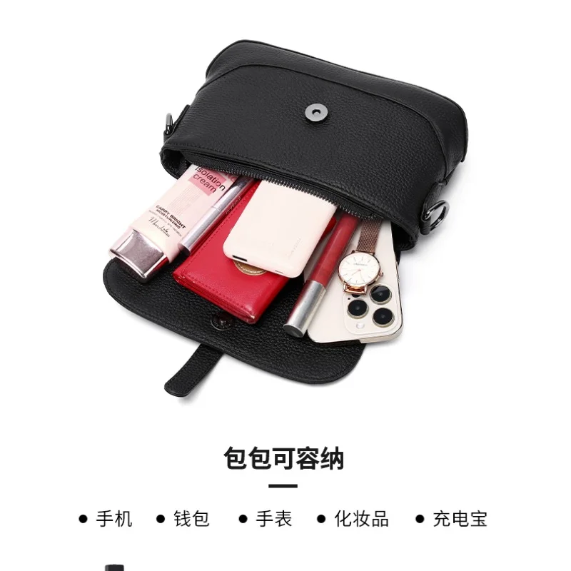 2023 New Fashion Genuine Leather Women\'s Crossbody Bag Women\'s Leisure Sandwich Cowhide Mom\'s Shoulder Bag