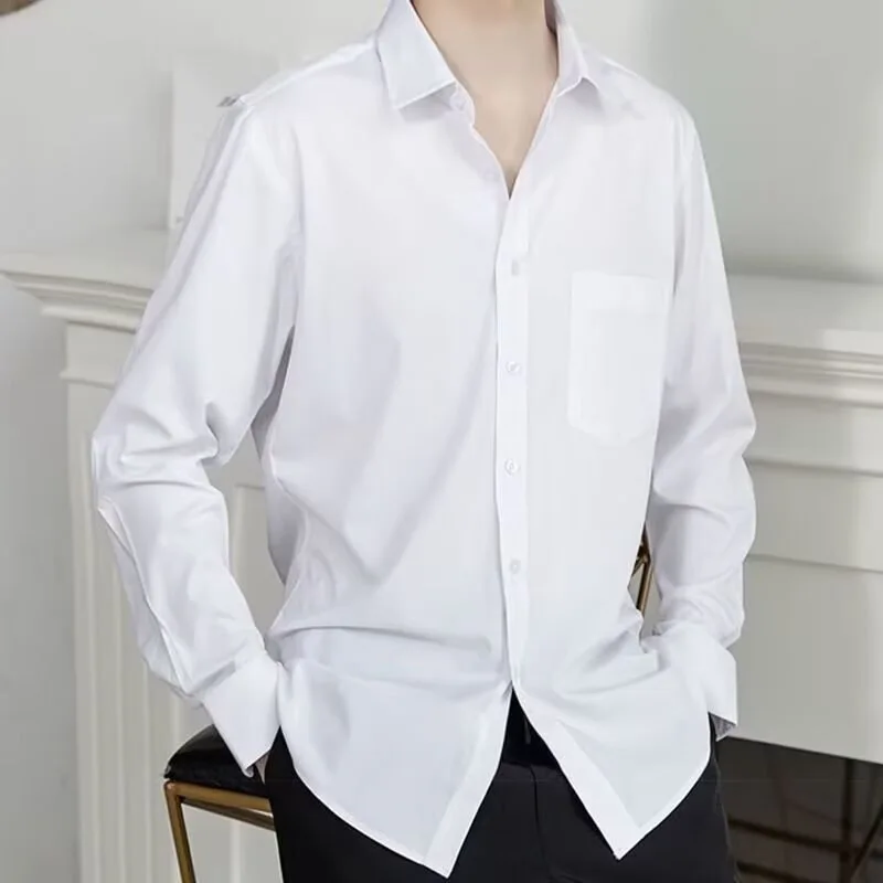 Long-sleeved Shirt Pocket Man Spring New Solid Simple All-matching Loose Casual Fashionable Comfortable Personality