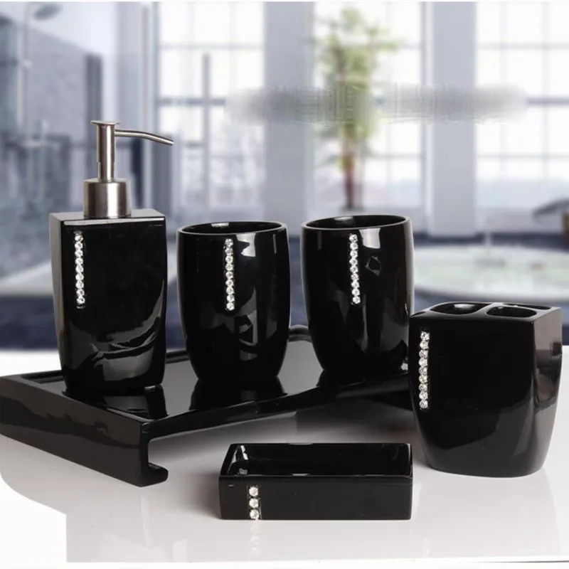 Minimalist Bathroom 5 Piece Set Bathroom Supplies Kit Toothbrush Cup European Style Toileting Set Couple's Mouthwash Cup ZG819