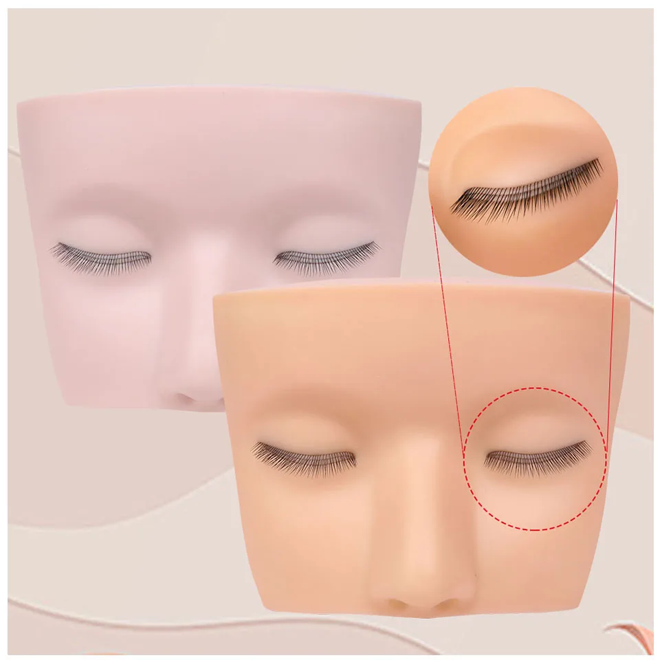 

Lash Mannequin Head Silicone Eyelashes Mannequin Face Practice with 3 Layer Lashes for Eyelash Extension Cosmetic Model Supplies