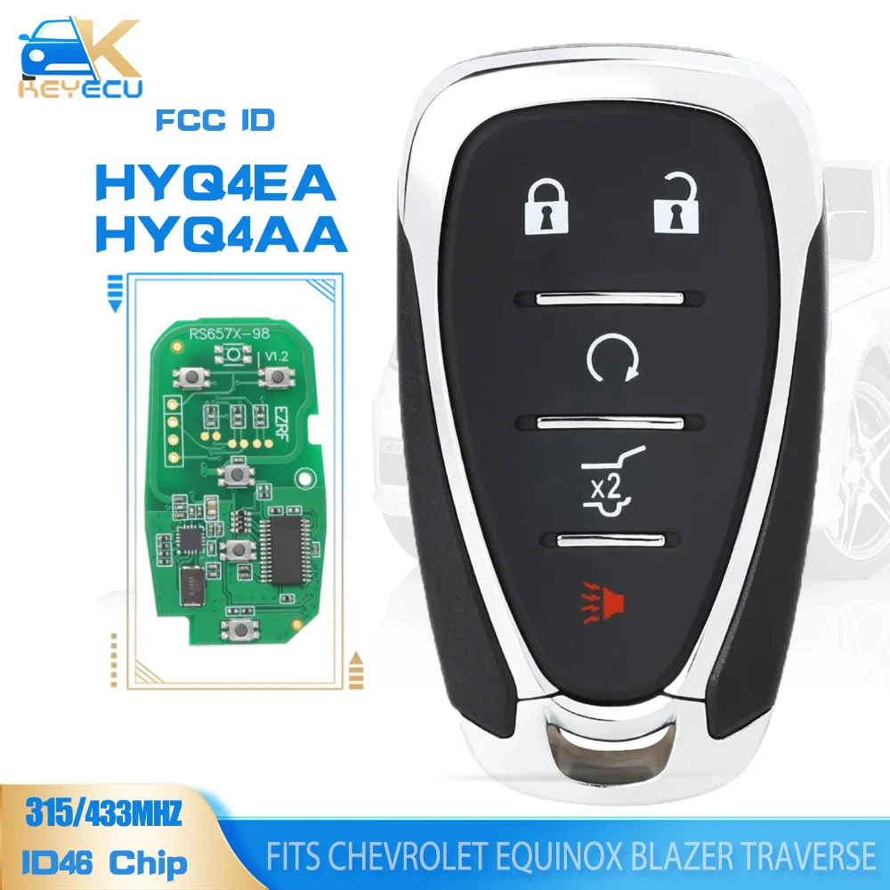 KEYECU HYQ4AA, HYQ4EA 5B 315/433MHz Smart Remote Key Fob for Chevrolet Equinox Blazer Traverse Trailblazer 2018 2019 2020 2021