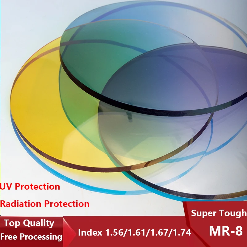 

Fashion Tinted Dyeing Optical Prescription Lens 1.56 1.61 1.67 1.74 Colored Sunglasses Myopia Outdoor Lenses Super Quality 2pcs