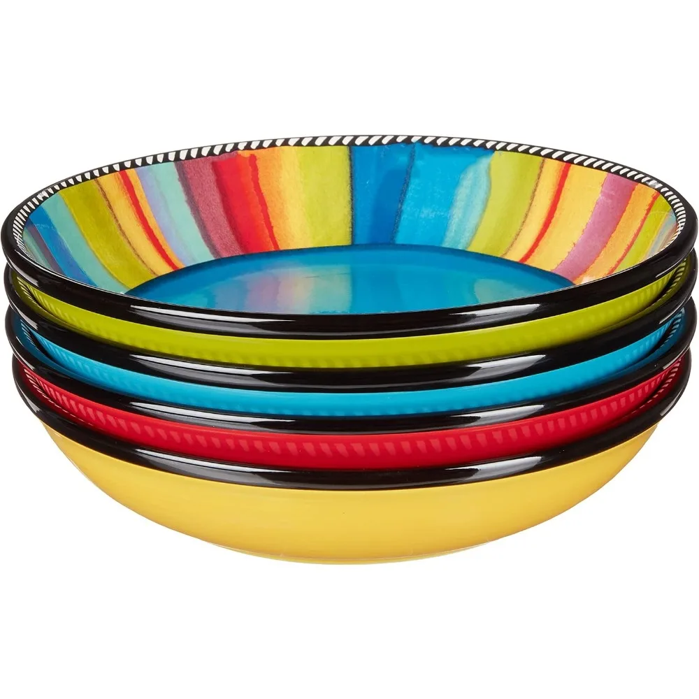 

Set of 4 Assorted Multicolor Soup Pasta Bowls, Great for Hearty Meals and Family Dinners