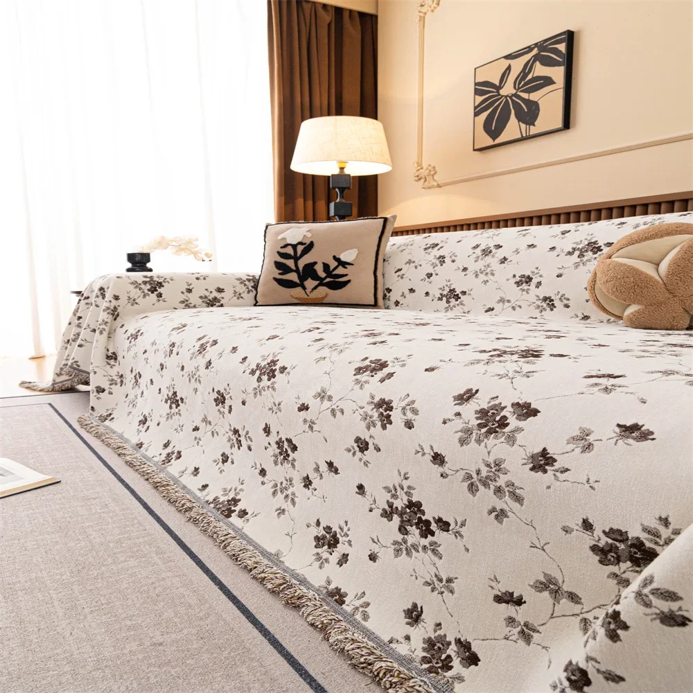 2026 Retro French Style Light Luxury Sofa Cover Universal Non-Slip All-Season Fabric High-Quality Sofa Slipcover Anti-Cat