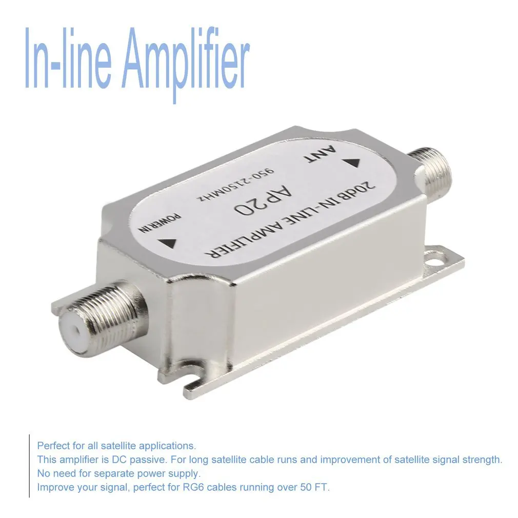 2024 New Satellite 20dB In-line Amplifier Booster 950-2150MHZ Signal Booster For Dish Network Antenna Cable Run Channel Strength