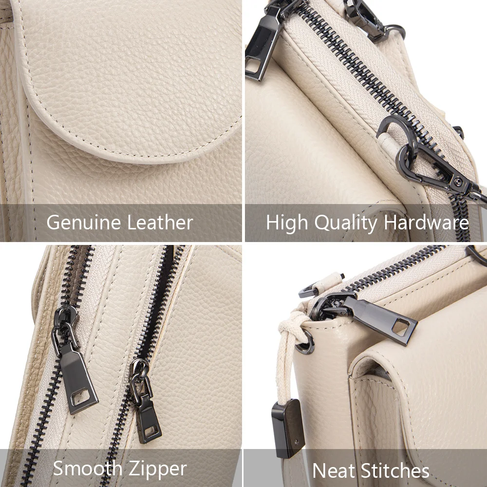 Gunuine Cow Leather Phone Shoulder Bag For Women Fashion High Quality Square Crossbody Bags Female Multi-pocket Clutch Purse