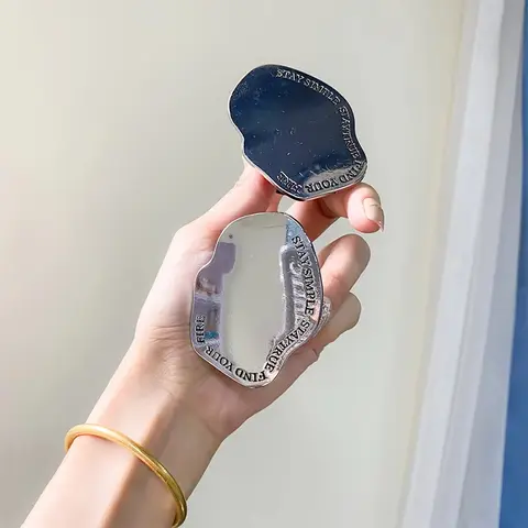 Koreański 3D nieregularny metalowy list lustro uniwersalny uchwyt na telefon Griptok Grip Tok dla iPhone Samsung składany uchwyt na palec