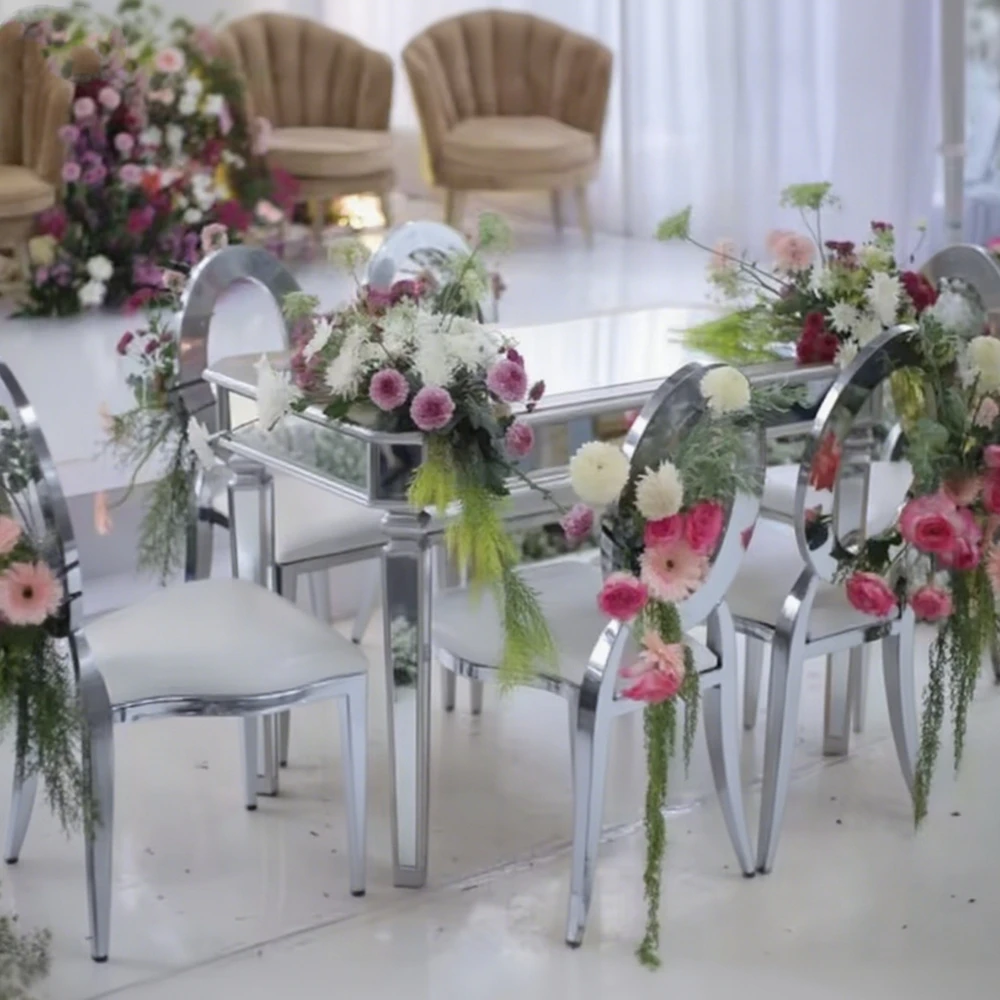 30pcs/50pcs/60/pcs/80pcs/100pcs f30 Luxury Customized PU Leather Seat Wedding Stainless Steel Dinning gold/sliver Chair