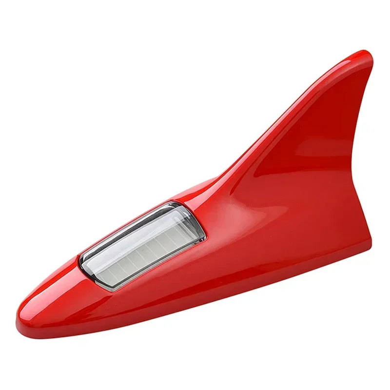 Universal Solar LED Light Car Shark Fin Antenna Roof Tail Modified Light Belt Antenna Driving Safety Warning Light Car Supplies