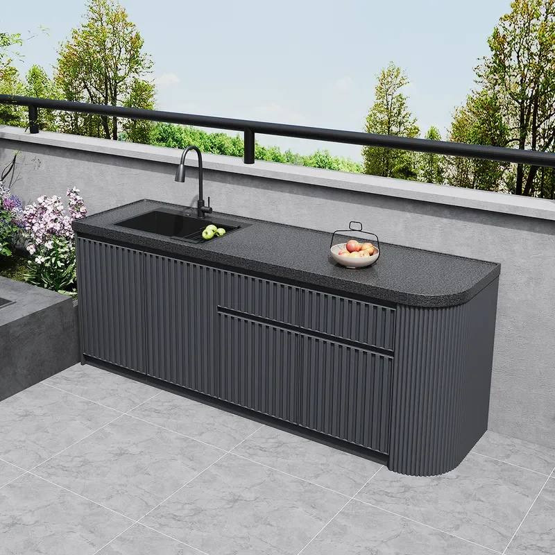 2026 New Marble Wash Basin Outdoor Sink Pool Basin for Villa Garden Balcony with Aluminum Alloy Cabinet
