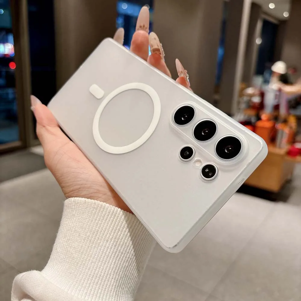 Matte TPU Weiche Magnetische Hülle für Samsung Galaxy S25 S24 S23 S26 Plus Ultra Vollständiger Kameraschutz Mattierte Transparente Hülle für Magsafe