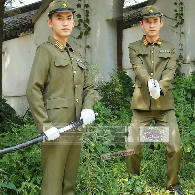 TV Movie Base Japan Imperial Officer Cosplay Traditional Vintage Green Uniform Stage Drama Show Performance Japanese Costume