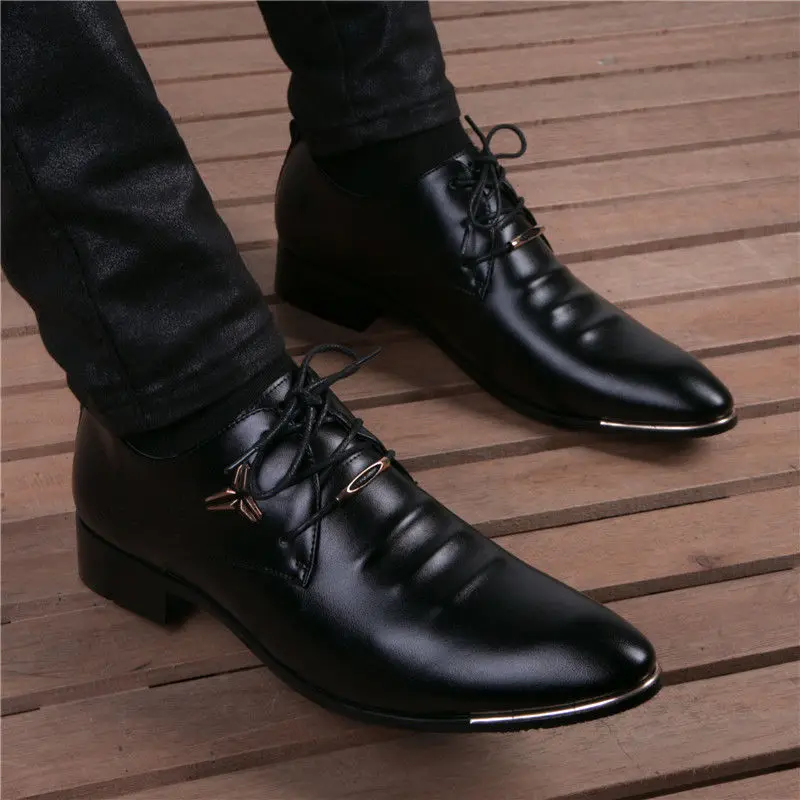 

Luxury Brand Classic Man Pointed Toe Dress Shoes Mens Genuine Leather Black Wedding Shoes Male Oxford Formal Shoes